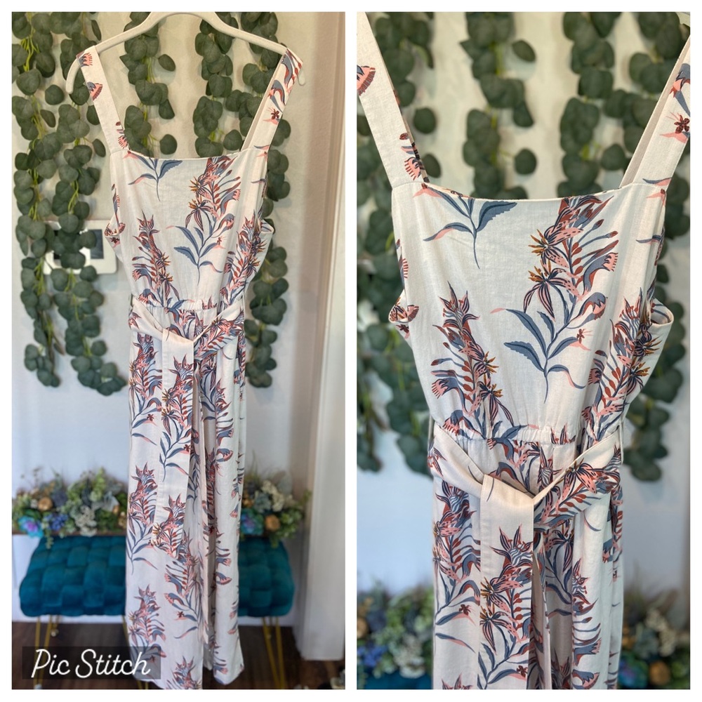 Linen-Blend Wide Leg Jumpsuit